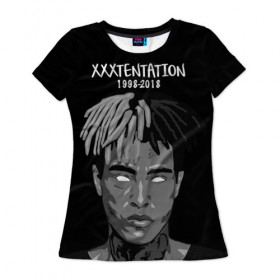 Женская футболка 3D с принтом Xxxtentation RIP , 100% полиэфир ( синтетическое хлопкоподобное полотно) | прямой крой, круглый вырез горловины, длина до линии бедер | at | i | look | me | p | r | r.i.p. | revenge | rip | x | xtentation | xxx | рэп