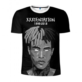 Мужская футболка 3D спортивная с принтом Xxxtentation RIP , 100% полиэстер с улучшенными характеристиками | приталенный силуэт, круглая горловина, широкие плечи, сужается к линии бедра | Тематика изображения на принте: at | i | look | me | p | r | r.i.p. | revenge | rip | x | xtentation | xxx | рэп