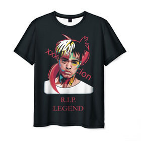 Мужская футболка 3D с принтом XXXTentacion / RIP Legend 2 , 100% полиэфир | прямой крой, круглый вырез горловины, длина до линии бедер | Тематика изображения на принте: legend | r.i.p. | rap | rip | tentacion | xxxtentacion | джасей онфрой | икс | легенда | покойся с миром | рэп | тентаньсьен | тентасьён | тентасьон | экс