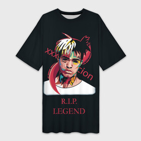 Платье-футболка 3D с принтом XXXTentacion   RIP Legend 2 ,  |  | legend | r.i.p. | rap | rip | tentacion | xxxtentacion | джасей онфрой | икс | легенда | покойся с миром | рэп | тентаньсьен | тентасьён | тентасьон | экс