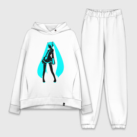 Женский костюм хлопок Oversize с принтом Силуэт Miku Hatsune ,  |  | anime | aquamarin | aquamarine | everlasting | hatsune | j pop | miku | projectdiva | singer | summer | vocaloid | аквамарин | аниме | бесконечное | вокалоид | лето | мику | певица | хацуне | хацунэ