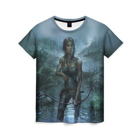 Женская футболка 3D с принтом Tomb Raider: Лара Крофт , 100% полиэфир ( синтетическое хлопкоподобное полотно) | прямой крой, круглый вырез горловины, длина до линии бедер | adventure | lara croft | tomb rider | археолог | гробниц | крофт | лара | приключения | расхитительница
