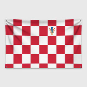 Флаг-баннер с принтом Форма Хорватии , 100% полиэстер | размер 67 х 109 см, плотность ткани — 95 г/м2; по краям флага есть четыре люверса для крепления | football | sport | команды чм | сборная хорватии | сборные по футболу | сборные чм | футбол | хорватия | чемпионат мира