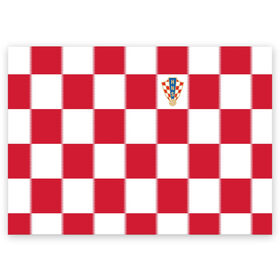 Поздравительная открытка с принтом Форма Хорватии , 100% бумага | плотность бумаги 280 г/м2, матовая, на обратной стороне линовка и место для марки
 | football | sport | команды чм | сборная хорватии | сборные по футболу | сборные чм | футбол | хорватия | чемпионат мира