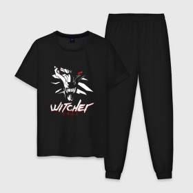 Мужская пижама хлопок с принтом WITCHER 2077 (ВЕДЬМАК 2077) , 100% хлопок | брюки и футболка прямого кроя, без карманов, на брюках мягкая резинка на поясе и по низу штанин
 | 2019 | cd project red | cyberpunk 2077 | future | hack | samurai | sci fi | the witcher | witcher 2077 | андроиды | безумие | будущее | ведьмак 2077 | киберпанк 2077 | логотип | роботы | самураи | фантастика | цифры