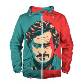 Мужская ветровка 3D с принтом Пабло Эскобар , 100% полиэстер | подол и капюшон оформлены резинкой с фиксаторами, два кармана без застежек по бокам, один потайной карман на груди | 