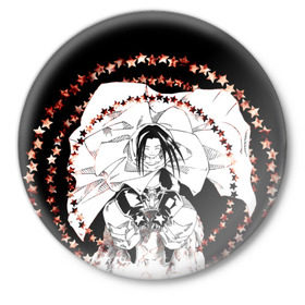 Значок с принтом Хао Асакура ,  металл | круглая форма, металлическая застежка в виде булавки | shaman king | зик | король шаманов | манга | шаман кинг
