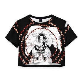 Женская футболка 3D укороченная с принтом Хао Асакура , 100% полиэстер | круглая горловина, длина футболки до линии талии, рукава с отворотами | shaman king | зик | король шаманов | манга | шаман кинг
