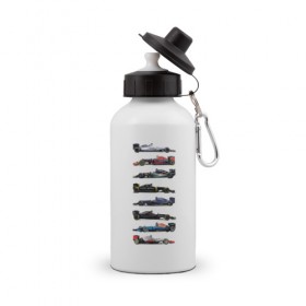 Бутылка спортивная с принтом Формула 1 , металл | емкость — 500 мл, в комплекте две пластиковые крышки и карабин для крепления | f1 | formula 1 | формула 1