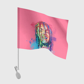 Флаг для автомобиля с принтом PINK 69 , 100% полиэстер | Размер: 30*21 см | 6ix9ine | sixnine | tekashi