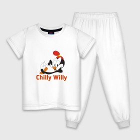 Детская пижама хлопок с принтом Chilly Willy , 100% хлопок |  брюки и футболка прямого кроя, без карманов, на брюках мягкая резинка на поясе и по низу штанин
 | chilly | chilly willy | арт | животные | милые | мультфильмы | пингвины | чилли вилли
