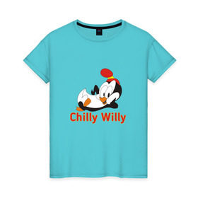 Женская футболка хлопок с принтом Chilly Willy , 100% хлопок | прямой крой, круглый вырез горловины, длина до линии бедер, слегка спущенное плечо | chilly | chilly willy | арт | животные | милые | мультфильмы | пингвины | чилли вилли