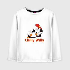 Детский лонгслив хлопок с принтом Chilly Willy , 100% хлопок | круглый вырез горловины, полуприлегающий силуэт, длина до линии бедер | chilly | chilly willy | арт | животные | милые | мультфильмы | пингвины | чилли вилли