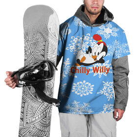 Накидка на куртку 3D с принтом Chilly Willy , 100% полиэстер |  | chilly | chilly willy | арт | животные | милые | мультфильмы | пингвины | снежинки | текстура | чилли вилли