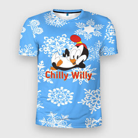 Мужская футболка 3D спортивная с принтом Chilly Willy , 100% полиэстер с улучшенными характеристиками | приталенный силуэт, круглая горловина, широкие плечи, сужается к линии бедра | chilly | chilly willy | арт | животные | милые | мультфильмы | пингвины | снежинки | текстура | чилли вилли