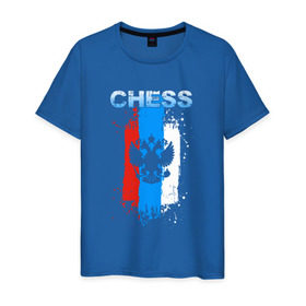Мужская футболка хлопок с принтом Chess , 100% хлопок | прямой крой, круглый вырез горловины, длина до линии бедер, слегка спущенное плечо. | check | chess | game | sport | strategy | доска | игра | линии | мат | надпись | пат | полосы | сборная | символ | состязание | спорт | спортсмен | стратегия | флаг | шах | шахматист | шахматы