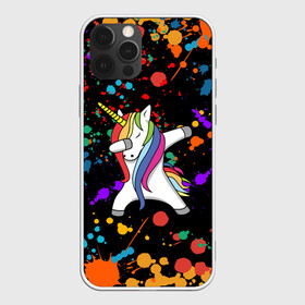 Чехол для iPhone 12 Pro с принтом ЕДИНОРОГ РАДУГА | RAINBOW UNICORN , силикон | область печати: задняя сторона чехла, без боковых панелей | color | dab | pony | rainbow | unicornis dab | брызги | даб | единорог | единорог радуга | животные | краски | красочные | ляпистые | пони | радуга | цвета радуги