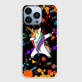 Чехол для iPhone 13 Pro с принтом ЕДИНОРОГ РАДУГА | RAINBOW UNICORN ,  |  | Тематика изображения на принте: color | dab | pony | rainbow | unicornis dab | брызги | даб | единорог | единорог радуга | животные | краски | красочные | ляпистые | пони | радуга | цвета радуги