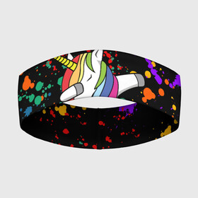Повязка на голову 3D с принтом ЕДИНОРОГ РАДУГА | RAINBOW UNICORN ,  |  | color | dab | pony | rainbow | unicornis dab | брызги | даб | единорог | единорог радуга | животные | краски | красочные | ляпистые | пони | радуга | цвета радуги