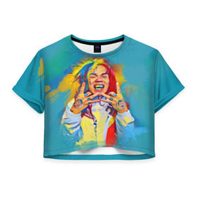Женская футболка Cropp-top с принтом 6IX9INE PAINTS , 100% полиэстер | круглая горловина, длина футболки до линии талии, рукава с отворотами | 6ix9ine | sixnine | tekashi