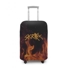 Чехол для чемодана 3D с принтом Skrillex , 86% полиэфир, 14% спандекс | двустороннее нанесение принта, прорези для ручек и колес | 