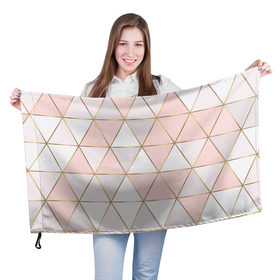 Флаг 3D с принтом Розовые треугольники , 100% полиэстер | плотность ткани — 95 г/м2, размер — 67 х 109 см. Принт наносится с одной стороны | абстракция | геометрия | розовый | треугольники