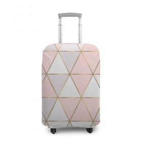Чехол для чемодана 3D с принтом Розовые треугольники , 86% полиэфир, 14% спандекс | двустороннее нанесение принта, прорези для ручек и колес | абстракция | геометрия | розовый | треугольники