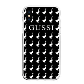 Чехол для iPhone XS Max матовый с принтом Gussi Black , Силикон | Область печати: задняя сторона чехла, без боковых панелей | gucci | gussi ga ga ga | gussi gang | бренд | гусь | птица