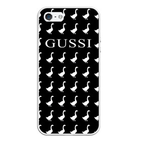 Чехол для iPhone 5/5S матовый с принтом Gussi Black , Силикон | Область печати: задняя сторона чехла, без боковых панелей | gucci | gussi ga ga ga | gussi gang | бренд | гусь | птица