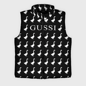 Мужской жилет утепленный 3D с принтом Gussi Black ,  |  | Тематика изображения на принте: gucci | gussi ga ga ga | gussi gang | бренд | гусь | птица