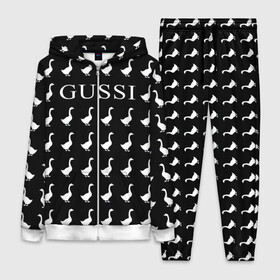 Женский костюм 3D с принтом Gussi Black ,  |  | gucci | gussi ga ga ga | gussi gang | бренд | гусь | птица