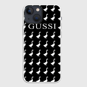 Чехол для iPhone 13 mini с принтом Gussi Black ,  |  | gucci | gussi ga ga ga | gussi gang | бренд | гусь | птица