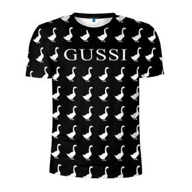 Мужская футболка 3D спортивная с принтом Gussi Black , 100% полиэстер с улучшенными характеристиками | приталенный силуэт, круглая горловина, широкие плечи, сужается к линии бедра | gucci | gussi ga ga ga | gussi gang | бренд | гусь | птица