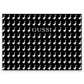 Поздравительная открытка с принтом Gussi Black , 100% бумага | плотность бумаги 280 г/м2, матовая, на обратной стороне линовка и место для марки
 | gucci | gussi ga ga ga | gussi gang | бренд | гусь | птица