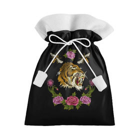 Подарочный 3D мешок с принтом GG Tiger , 100% полиэстер | Размер: 29*39 см | Тематика изображения на принте: bee | brand | flower | flowers | gg | ggang | gucci | guccigang | tiger | вышивка | гг | гуччи | пчела | пчелы | тигр | цветок | цветы