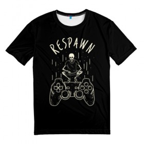 Мужская футболка 3D с принтом respawn , 100% полиэфир | прямой крой, круглый вырез горловины, длина до линии бедер | bone | gamepad | skull | джойстик | скелет | череп