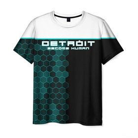 Мужская футболка 3D с принтом Detroit become human , 100% полиэфир | прямой крой, круглый вырез горловины, длина до линии бедер | 2038 | connor | dbh | detroit | gamer | kara | андроид | девиант | детройт | кара | квест | коннор | маркус