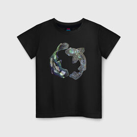 Детская футболка хлопок с принтом Кои инь-ян , 100% хлопок | круглый вырез горловины, полуприлегающий силуэт, длина до линии бедер | koi | инь ян | карпы | рыбы