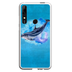 Чехол для Honor P Smart Z с принтом Дельфин , Силикон | Область печати: задняя сторона чехла, без боковых панелей | Тематика изображения на принте: dolphin | акварель | дельфин | море | морские млекопитающие | океан | синий