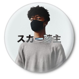 Значок с принтом scarlxrd ,  металл | круглая форма, металлическая застежка в виде булавки | Тематика изображения на принте: scarlxrd | мариус