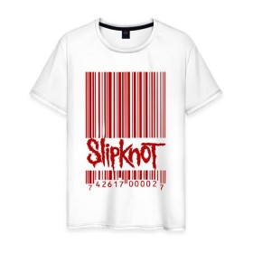 Мужская футболка хлопок с принтом SlipKnot штрих код , 100% хлопок | прямой крой, круглый вырез горловины, длина до линии бедер, слегка спущенное плечо. | 1999 | got | slipknot. mad | группа | код | логотип | надпись | слипкнот | штрих | штрихкод | эмблема