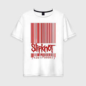 Женская футболка хлопок Oversize с принтом SlipKnot штрих код , 100% хлопок | свободный крой, круглый ворот, спущенный рукав, длина до линии бедер
 | 1999 | got | slipknot. mad | группа | код | логотип | надпись | слипкнот | штрих | штрихкод | эмблема