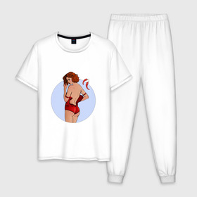 Мужская пижама хлопок с принтом Чили , 100% хлопок | брюки и футболка прямого кроя, без карманов, на брюках мягкая резинка на поясе и по низу штанин
 | белье | девушка | купальник | перец | чили. красный
