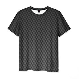 Мужская футболка 3D с принтом Чешуя дракона , 100% полиэфир | прямой крой, круглый вырез горловины, длина до линии бедер | Тематика изображения на принте: змеиная кожа | змея | черный