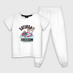 Детская пижама хлопок с принтом Фламинго Суббота , 100% хлопок |  брюки и футболка прямого кроя, без карманов, на брюках мягкая резинка на поясе и по низу штанин
 | выходной | калифорния | летние | летняя | лето | отдых | свобода | суббота