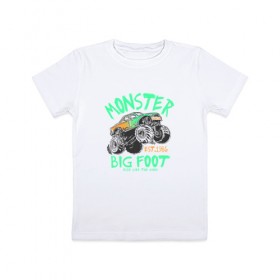 Детская футболка хлопок с принтом Авто Monster , 100% хлопок | круглый вырез горловины, полуприлегающий силуэт, длина до линии бедер | 
