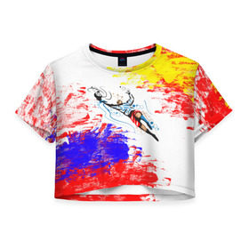 Женская футболка 3D укороченная с принтом Игорь Акинфеев , 100% полиэстер | круглая горловина, длина футболки до линии талии, рукава с отворотами | акинфеев | голкипер | игорь | испания | россия | сборная | форма | футбол
