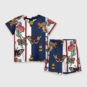 Детский костюм с шортами 3D с принтом GG ,  |  | bee | brand | butterfly | flower | flowers | gg | ggang | gucci | gucciagang | бабочка | бабочки | вышивка | гг | ггэнг | гуччи | гуччигэнг | пчела | пчелы | цветок | цветы