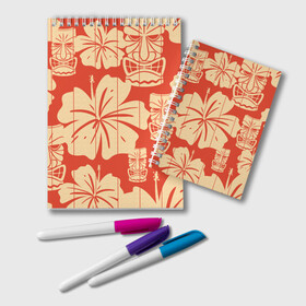 Блокнот с принтом Гавайские маски , 100% бумага | 48 листов, плотность листов — 60 г/м2, плотность картонной обложки — 250 г/м2. Листы скреплены удобной пружинной спиралью. Цвет линий — светло-серый
 | Тематика изображения на принте: идол | паттерн | цветы