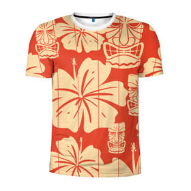 Мужская футболка 3D спортивная с принтом Гавайские маски , 100% полиэстер с улучшенными характеристиками | приталенный силуэт, круглая горловина, широкие плечи, сужается к линии бедра | идол | паттерн | цветы